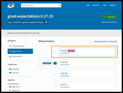 Yanked release from PyPI
